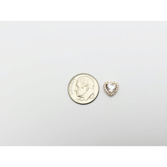 Beautiful 14K Karat Solid Yellow Gold Designer Heart Shaped CZ Charm Pendant - Picture 11 of 14